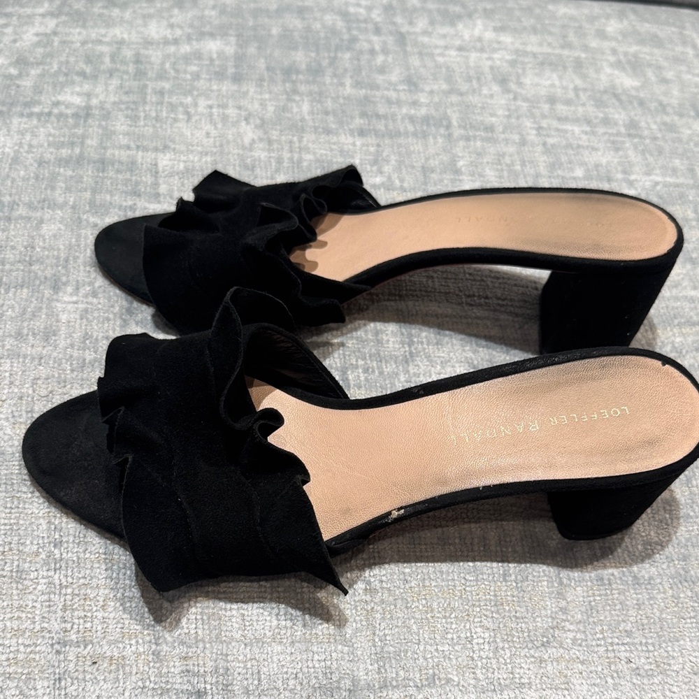 Black Ruffle Slide Sandals - Picture 4 of 4